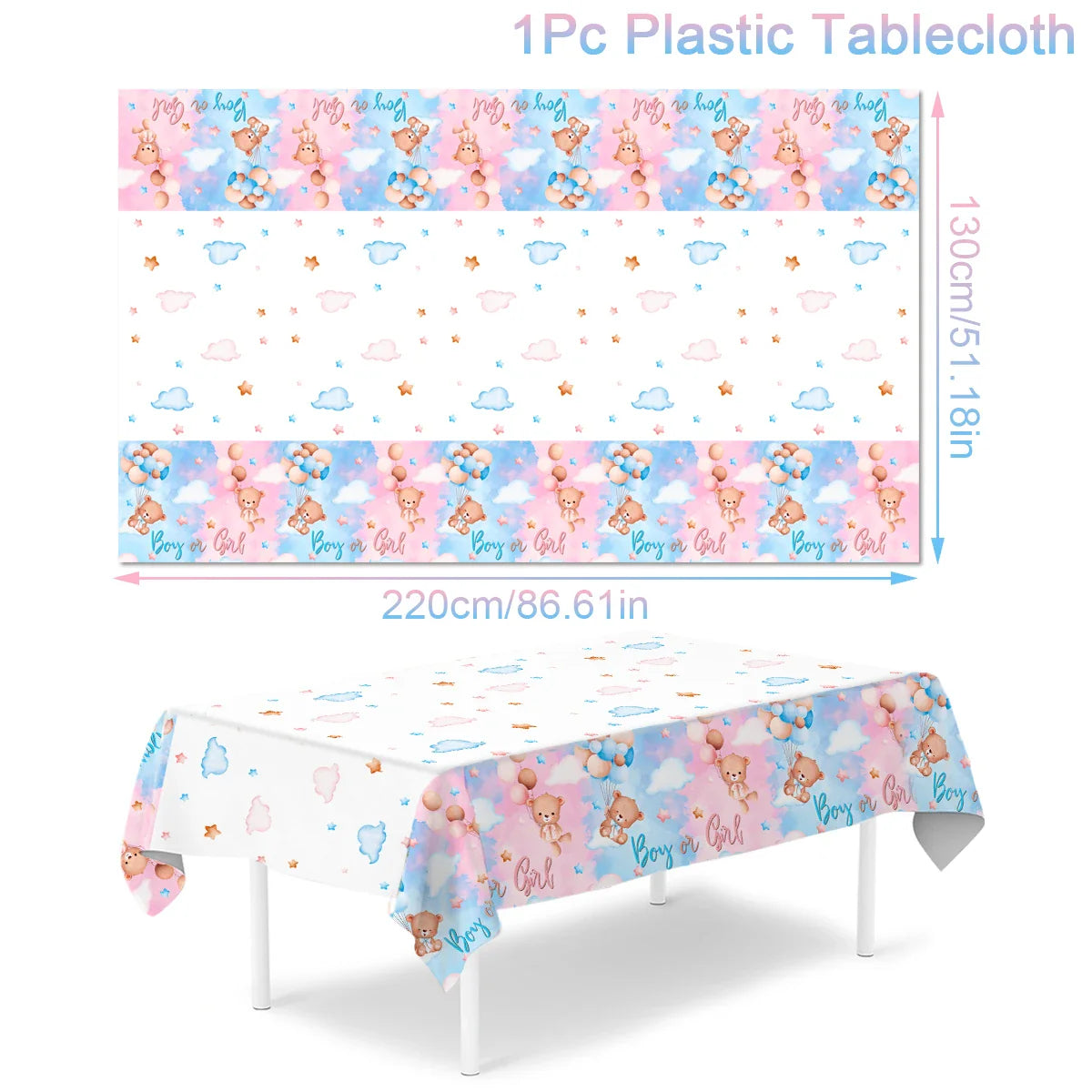 Gender Reveal Party Disposable Tablecloth Boy or Girl Baby Shower Decor Newborn Table Cover Gender Reveal Party Supplies