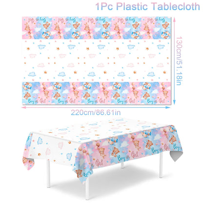 Gender Reveal Party Disposable Tablecloth Boy or Girl Baby Shower Decor Newborn Table Cover Gender Reveal Party Supplies
