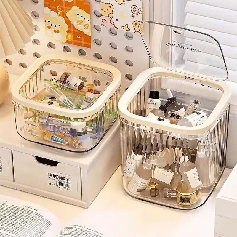 Waterproof Multifunctional Hair Accessory Organizer with Lid Pop Lid Desktop Multi-Purpose Storage for Beauty Essentials