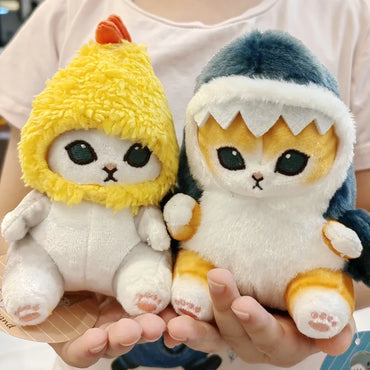 Kawaii Tempura Shrimp-Shark Cat Plush Keychain 5.1 in (13 cm) Cute Anime Bag Charm