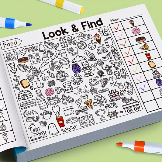Children's Hidden Object Coloring Book, Contains 100+ Search and ColorinHidden Object Coloring Book for Kids — 100+ Interactive Search & Coloring Activities | Educational Puzzle & Coloring Workbook (Numbers, Alphabet, Pinyi