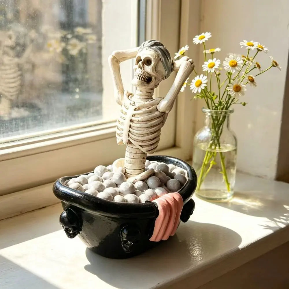 Resin Bath Skeleton Ornament, Multicolor Halloween Decor