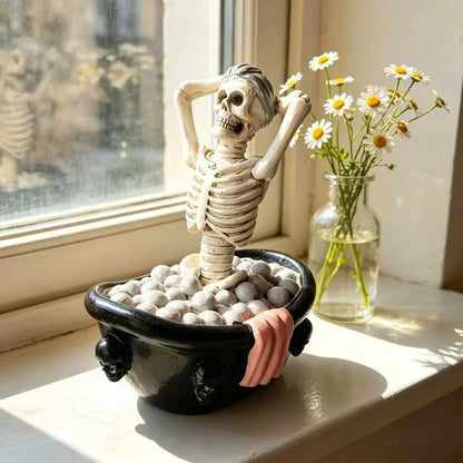 Resin Bath Skeleton Ornament, Multicolor Halloween Decor