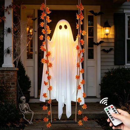 Battery-Powered Swinging Ghost Halloween Decoration - 120 cm