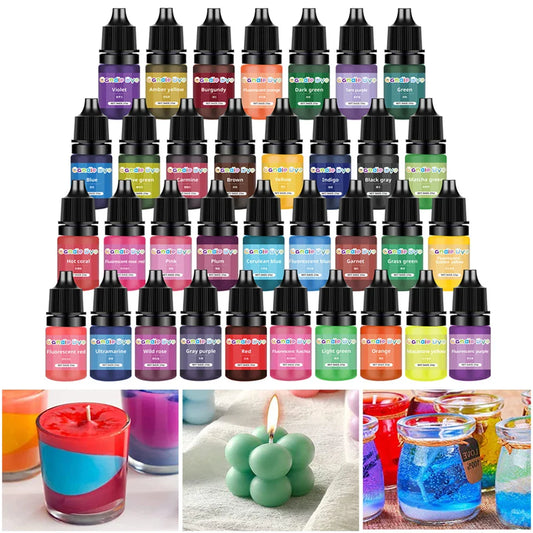 33-Color Liquid Candle Dye Set 5 ml Bottles Non-Toxic Soy Wax Pigments for Candle & Soap Making