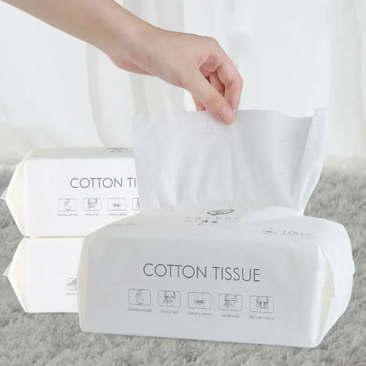 Disposable Plant-Fiber Cotton Face Towels - Soft Nonwoven Facial Wipes, 50/100-Pack, 20 x 15 cm (7.9 x 5.9 in)