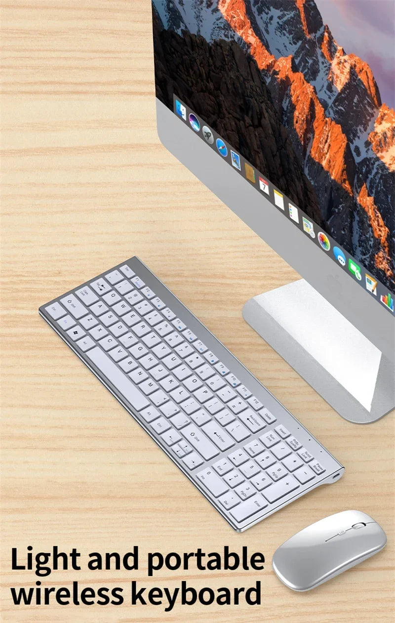 Wireless Keyboard and Mouse Combo Bluetooth 5.0 & 2.4G Rechargeable Multimedia Keyboard Mouse Set for Laptop PC TV iPad Android