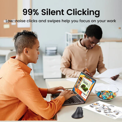 Vertical Ergonomic Wireless Mouse Bluetooth 5.0 & 2.4GHz, 4000 DPI, 6 Silent Buttons for MacBook Laptop Tablet PC