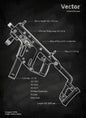 Weapons Blueprint Poster Black Board Guns Blueprint Wall Art Canvas Painting Military Enthusiast Home Room Wall Decor Gunfight