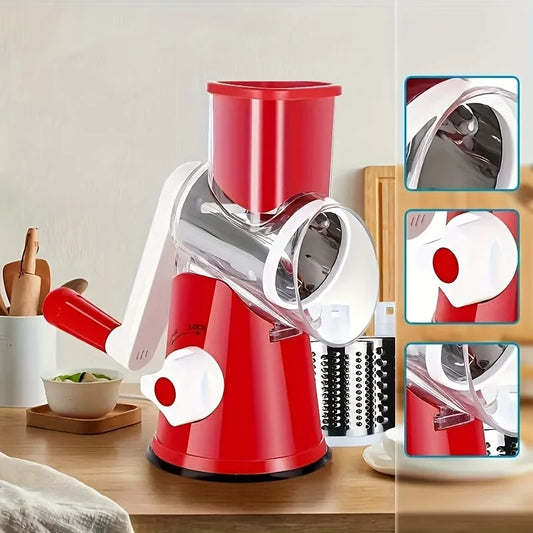 Stainless Steel Benchtop Drum Slicer & Grater for Vegetables and Fruits