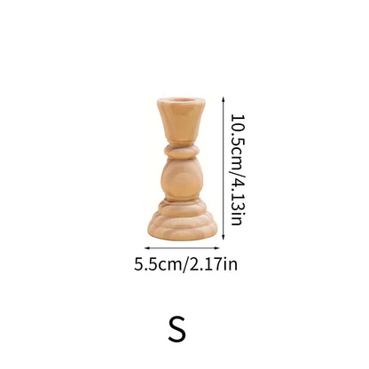 Handcrafted Unfinished Wooden Pillar Candle Holder Rustic Candlestick for Home Decor