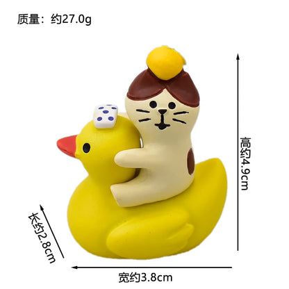 ZAKKA Cute Drinking Cat Figuines Shiba Inu Soak In The Bath Resin Model Pomelo Tree Fairy Garden Home Desktop Decoration gifts