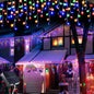 Solar Icicle Curtain Lights — 162/96 LED, 8 Modes, IP65 Waterproof, 9m/6m (29.5ft/19.7ft) Outdoor Christmas Fairy String Lights