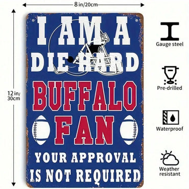 Buffalo Bills Metal Sign, Football Fan Cave Man Decor, Sports Bar Office Man Cave Wall Plaque