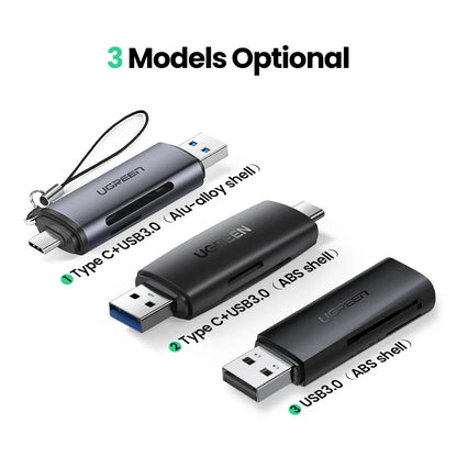 USB 3.0 & USB-C SD MicroSD TF Card Reader — Dual-Slot Memory Card Reader, OTG & Plug-and-Play, 5Gbps