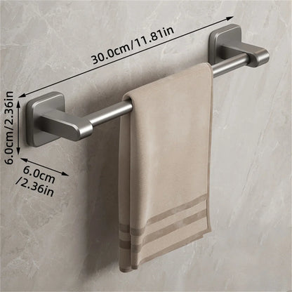 Self-Adhesive Double Towel Bar No-Drill Bathroom Towel Rack White/Gray