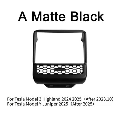 Rear Screen Cover Protector Frame Back Air Vent Trim White ABS Car Interior Accessory for Model Y Juniper