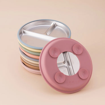 Stainless Steel Baby Plate with Detachable Suction Silicone Tray – Food-Grade Non-Slip Feeding Bowl for Infants & Toddlers