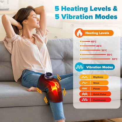 Smart Heated Knee Massager Vibration Hot Compress for Knee, Shoulder & Elbow — Adjustable Heat & Intensity