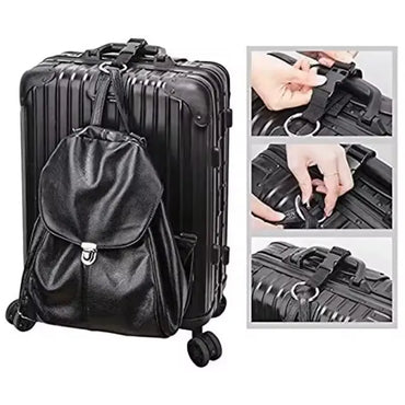 Holiday Travel Portable Black Nylon Luggage Hanging Bag with Zinc Alloy Buckle & External Hook