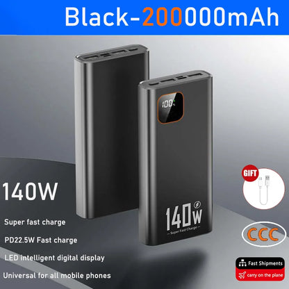 140W 100,000mAh Portable Power Bank USB-C Fast Charging with LED Display, 3-Device Output