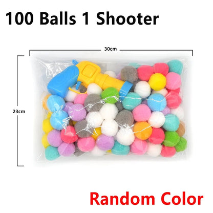 10-100pcs Cat Plush Ball Shooting Gun Funny Cat Toys Interactive