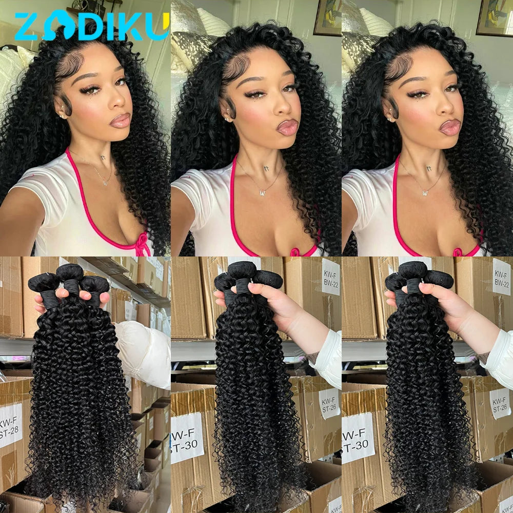 ZIDIKU Burmese Curly Remy Human Hair Bundles, 1, 3, or 4 Pieces