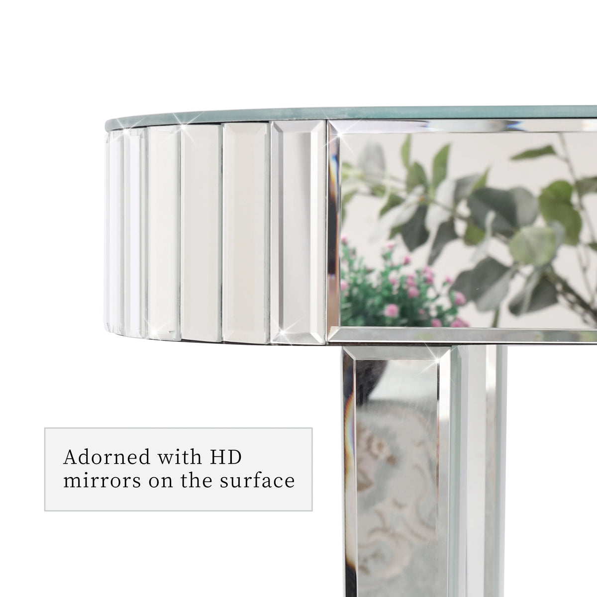 BINGOPAW Mirrored Console Table - 47.2" Silver Glass Entryway Hall Table, MDF + Glass, Modern Minimalist