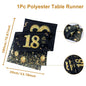 Black Gold Happy Birthday Table Runner 30th 40th 50th Birthday Party Decoration Adult  Anniversary Birthday Party Supplies