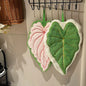 Leaf-Shaped Coral Fleece Hand Towel – Absorbent Hanging Kitchen & Bathroom Towel