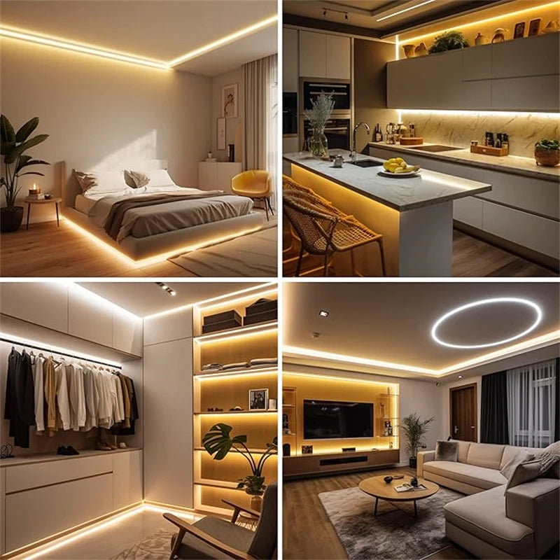 A-Convey 24V COB LED Strip Lights – Dimmable 2700K–6500K, Bluetooth App & RF Remote, 5M or 10M, Cuttable for Kitchen, Cabinet & Home Decor