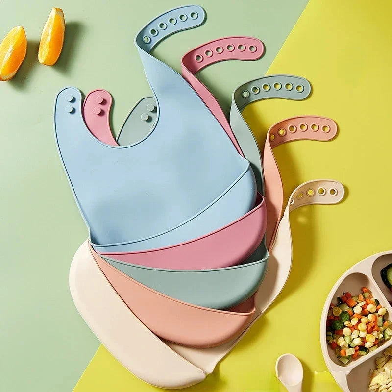 1-3pcs Baby Bib Adjustable Waterproof Bibs Babies Soft Edible Silicone