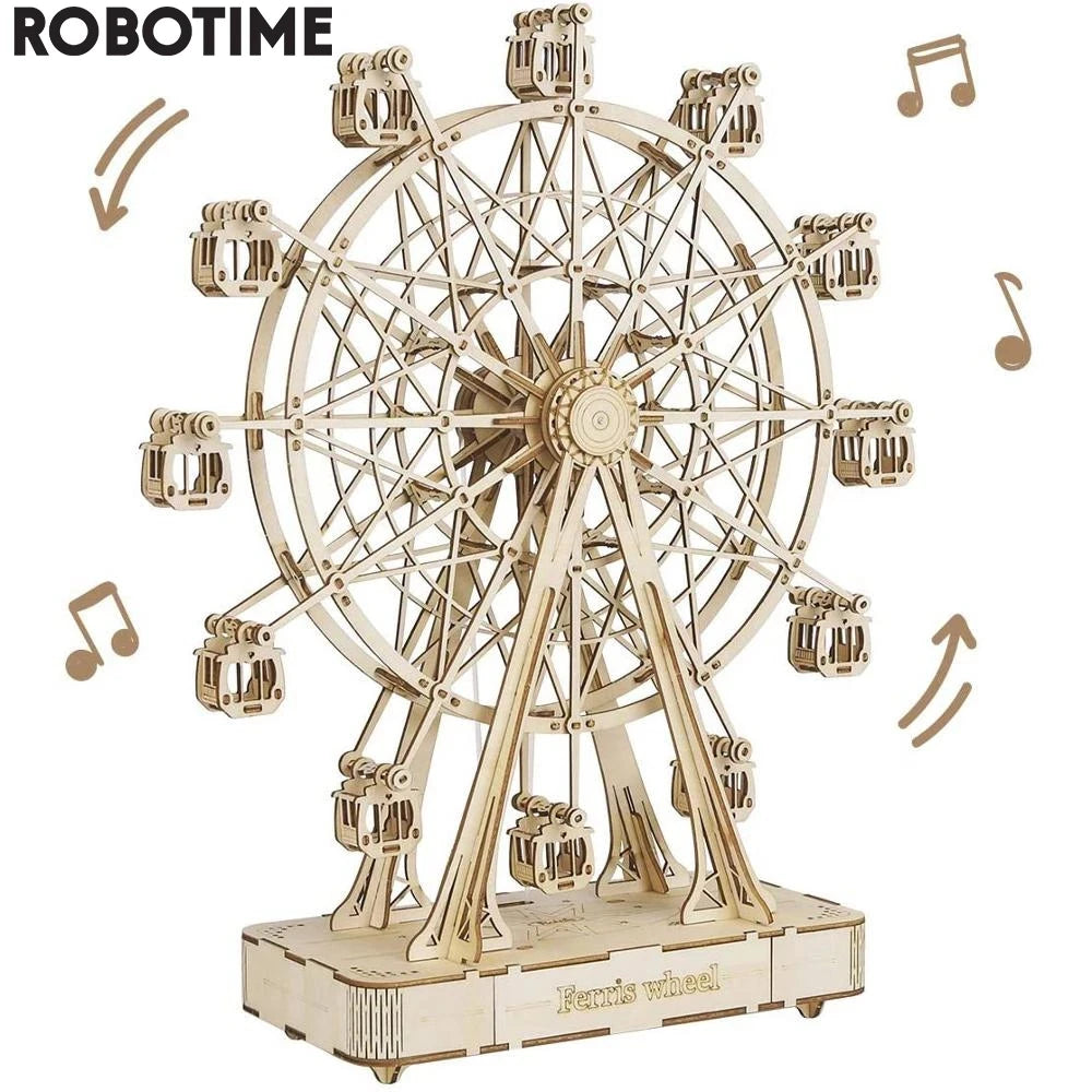 Robotime Rolife 232-Piece Ferris Wheel Music Box Model