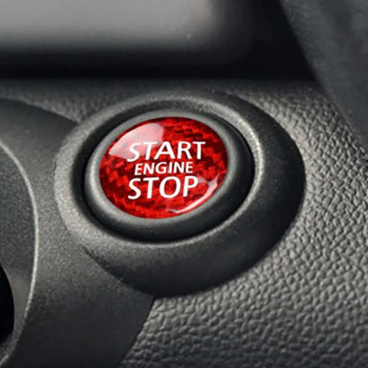 Carbon Fiber Engine Start Stop Button Cover Trim - Red Carbon Fiber Pattern - Interior Switch Protector