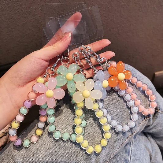 Colorful Macaron Bead Phone Lanyard Wrist Strap - Anti-Lost Short Handheld Mobile Chain for Women