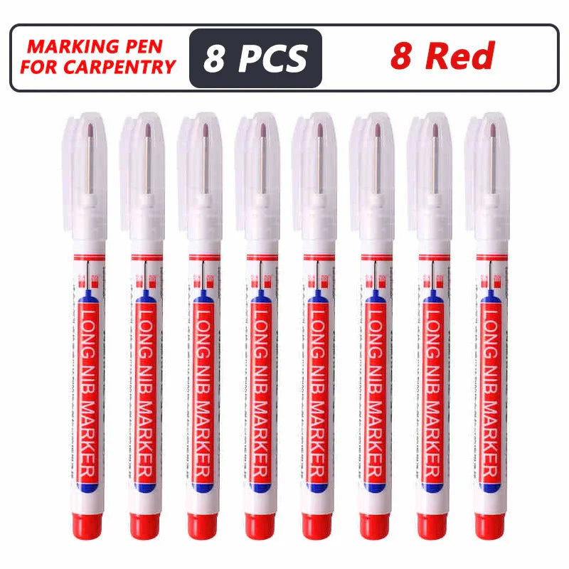 20mm Deep-Reach Long Nib Marker Pen for Wood & Metal — Waterproof Carpenter Marking Pen, 13.7cm (5.4in), Multi-Pack (1–40 pcs)