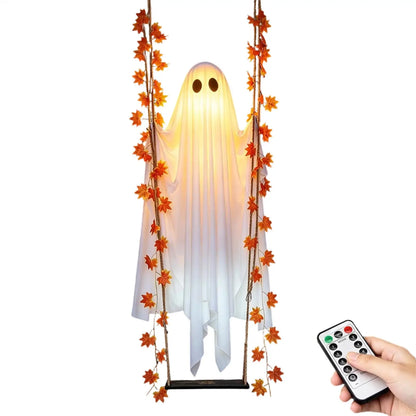 Battery-Powered Swinging Ghost Halloween Decoration - 120 cm