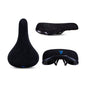 Wheelie Bicycle Saddle Black - Flannelette BMX and Mountain Bike Seat with Embroidered Logo, 8mm Rails, Unisex