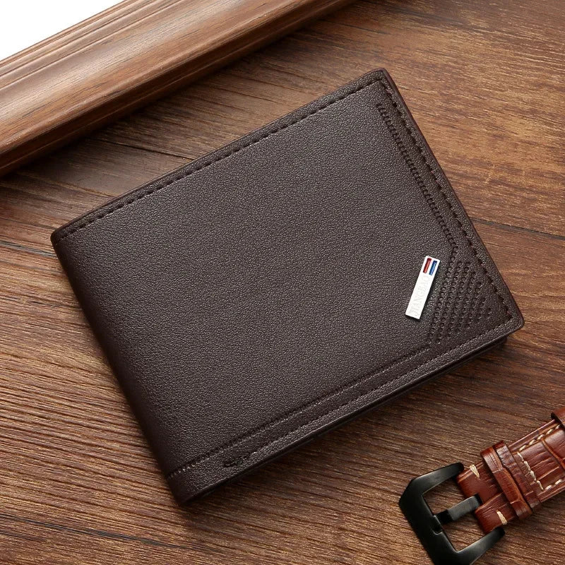 Men's Slim PU Leather Bifold Wallet – Compact 4.53 x 3.53 x 0.39 in (11.5 x 9 x 1 cm) Card Holder & Bill Compartment