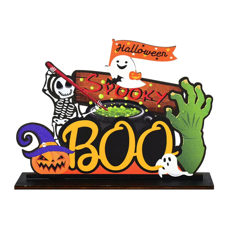 Halloween Wooden Ornament Pendants – Pumpkin, Ghost & Trick or Treat Hanging Signs for Home, Door & Party Decoration – 24 Designs