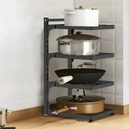 4-Tier Adjustable Pot Rack for Home Use Cookware Storage Rack Under-Sink/Countertop Storage Rack