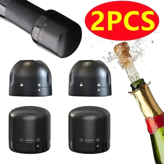 Reusable Wine Bottle Stopper – Silicone & ABS Champagne Sealer, 1 or 2-Pack Airtight Cap for Sparkling Wine, Beer & Soda