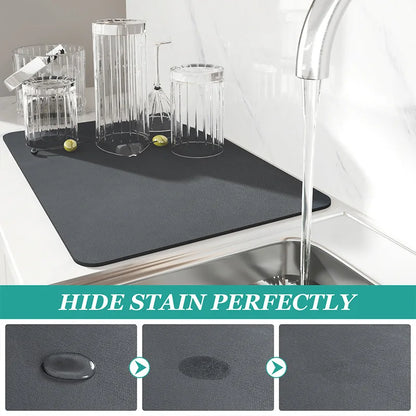 Absorbent Diatom Mud Dish Drying Mat – Non-Slip Quick-Dry Kitchen & Bathroom Drain Pad