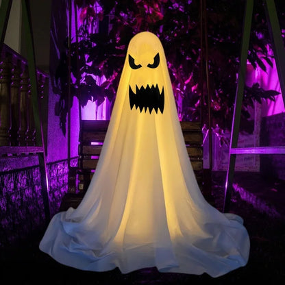Halloween Freestanding Ghost Decoration with Witch Hat - Spooky Fabric Ghost for Yard, Lawn, Porch & Indoor Party Display - 7 Styles