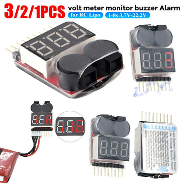 For 1S/2s/3s/4s/5s/6s/7s/8s Low Voltage Buzzer Alarm Lipo Battery Voltage Indicator Tester Wholesale Price for 3.7v 7.4v 11.1v