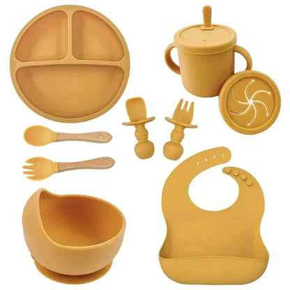 Food Grade Silicone Baby Feeding Dish Set Suction Plate Cup