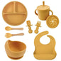 Food Grade Silicone Baby Feeding Dish Set Suction Plate Cup