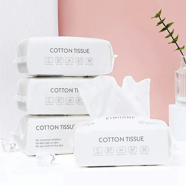 Disposable Plant-Fiber Cotton Face Towels - Soft Nonwoven Facial Wipes, 50/100-Pack, 20 x 15 cm (7.9 x 5.9 in)