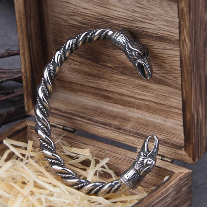 Viking Raven Cuff Bracelet in 316L Stainless Steel
