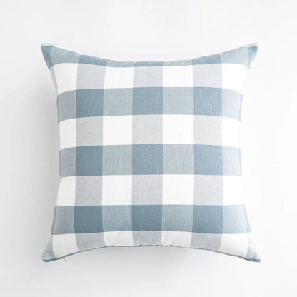 VIKAMA 1pc Light Blue Baby Pillow Cover, Plaid Home Decor, Sofa Cushion Cover Suitable for Sofa and Interior Home Decoration